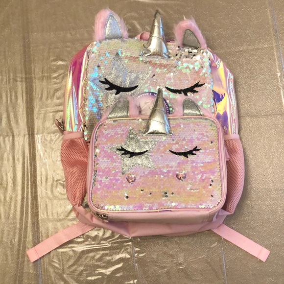 Wonder Nation Other - Wonder Nation-17” Unicorn Laptop Backpack, Removable Lunch Bag-Pink Multi-Color